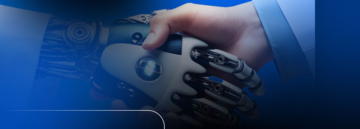 Aperto de mão entre humano e robô