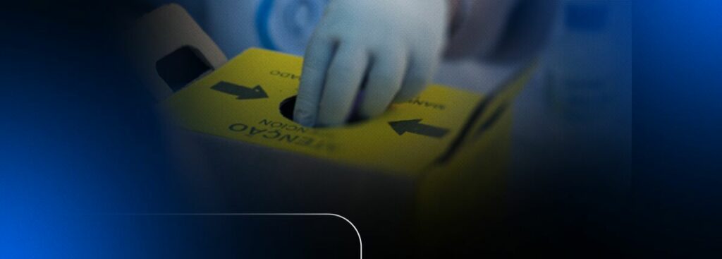 Caixa de descarte com indicador de coleta