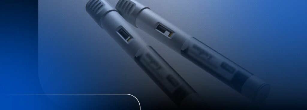 Canetas esferográficas modernas em vista lateral