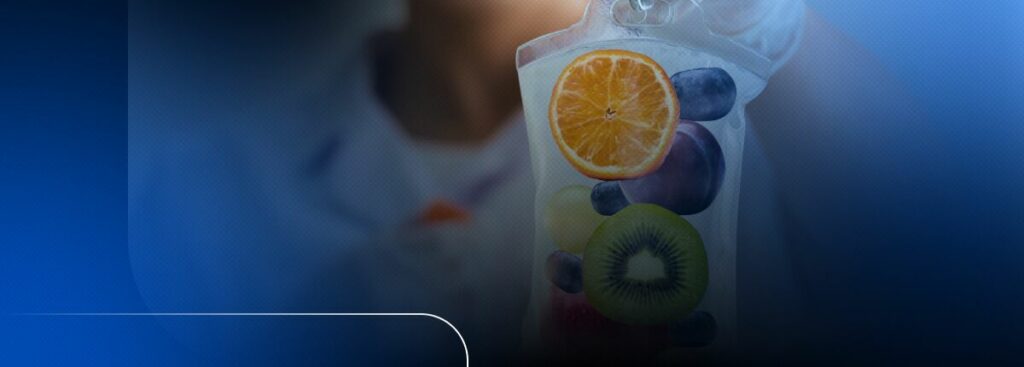 Frutas frescas em um recipiente de vidro