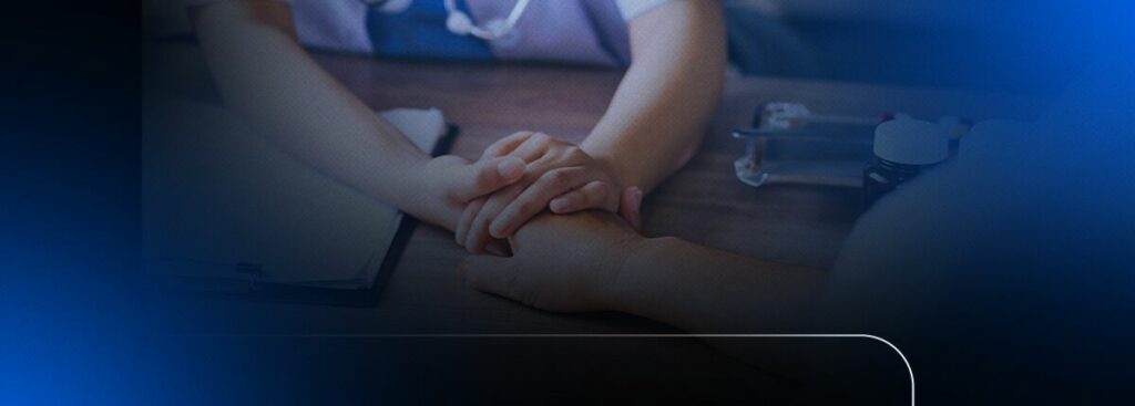 Mãos se segurando em apoio emocional