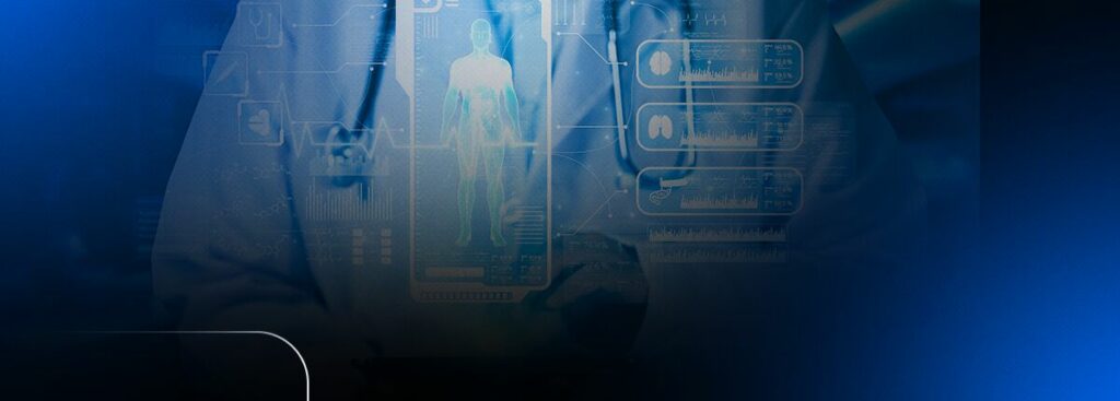 Tecnologia médica com holograma humano